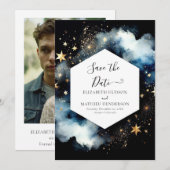 Save The Date Élégant Mariage céleste classique (Devant / Derrière)