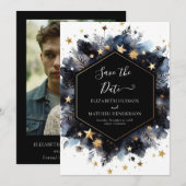 Save The Date Élégant Mariage céleste photo (Devant / Derrière)