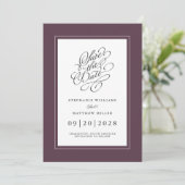 Save The Date Élégant Mariage Chic Script tendance Moody Purple (Debout devant)