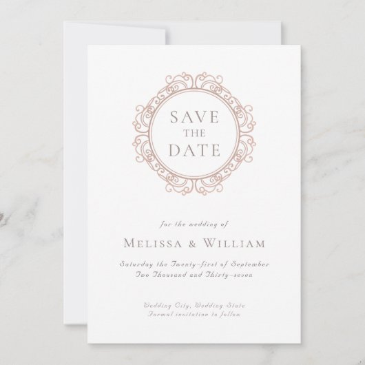 Save The Date Élégant Mariage classique ivoire (Devant)