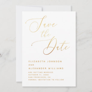 Save The Date Elégant mariage classique or. Script moderne simpl