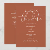 Save The Date Élégant mariage code QR Terracotta (Devant / Derrière)