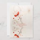 Save The Date Élégant mariage Crème et Coquelicots Rouges (Dos)