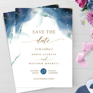 Save The Date Elégant Mariage d'aquarelle céleste