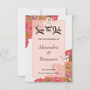 Save The Date Élégant Mariage d'aquarelle de Corail rose