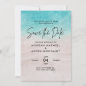 Save The Date Elégant Mariage d'aquarelle d'été de plage tropica (Devant)