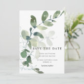 Save The Date Elégant Mariage d'aquarelle Eucalyptus (Debout devant)