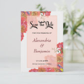 Save The Date Élégant Mariage d'aquarelle Floral Rose Fleurs (Debout devant)