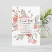 Save The Date Élégant Mariage d'aquarelle rose pâle (Debout devant)