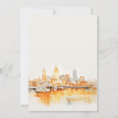 Save The Date Élégant Mariage d'aquarelle Skyline de Nashville C (Dos)