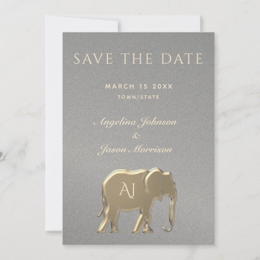 Save The Date Élégant Mariage d'argent et d'or (Devant)