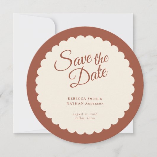 Save The Date Élégant Mariage de  à bascule en terre cuite (Devant)