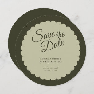 Save The Date Élégant Mariage de à bascule vert foncé