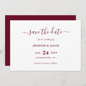 Save The Date Élégant Mariage de Bourgogne (Devant / Derrière)