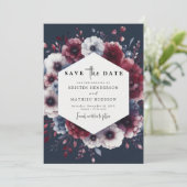 Save The Date Élégant Mariage de Bourgogne imprimable (Debout devant)