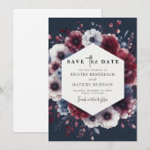 Save The Date Élégant Mariage de Bourgogne imprimable (Devant / Derrière)