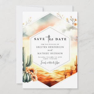Save The Date Élégant Mariage de cactus du Sud