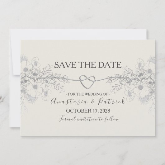 Save The Date Élégant Mariage de calligraphie bleu Dusty (Devant)