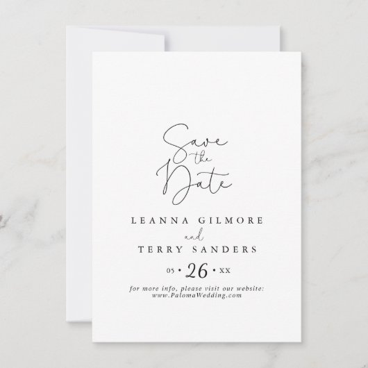 Save The Date Élégant Mariage de calligraphie simple (Devant)