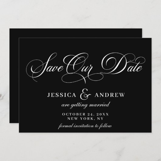 Save The Date Élégant Mariage de calligraphie simple Enregistrer (Devant / Derrière)