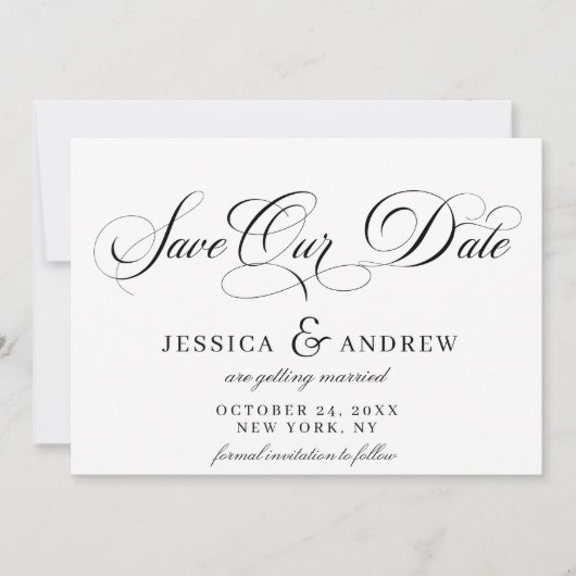 Save The Date Élégant Mariage de calligraphie simple Enregistrer (Devant)