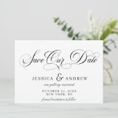 Save The Date Élégant Mariage de calligraphie simple Enregistrer (Debout devant)