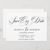 Save The Date Élégant Mariage de calligraphie simple Enregistrer (Devant / Derrière)
