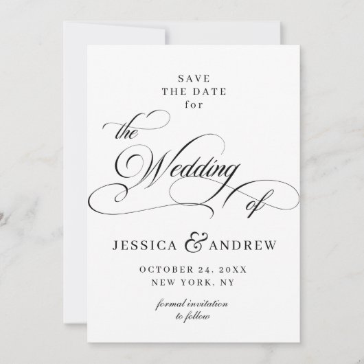 Save The Date Élégant Mariage de calligraphie simple Enregistrer (Devant)