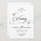 Save The Date Élégant Mariage de calligraphie simple Enregistrer (Devant / Derrière)