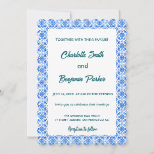 Save The Date Élégant mariage de chinoiserie Blue White Flower