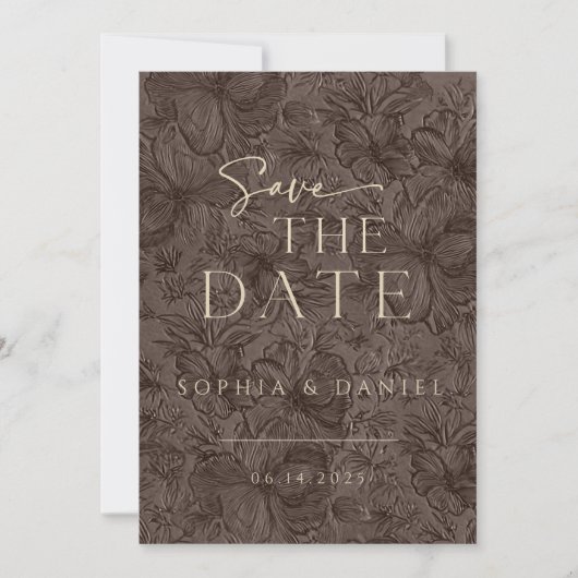 Save The Date Élégant Mariage de chocolat Mocha (Devant)