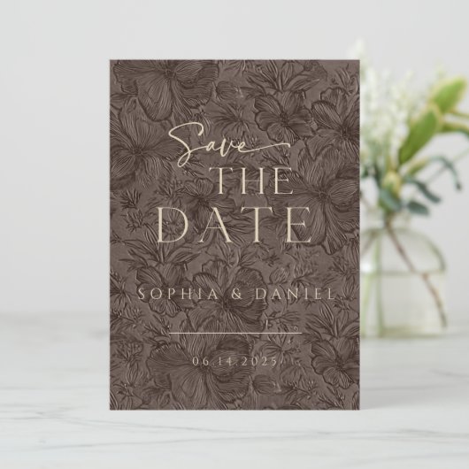 Save The Date Élégant Mariage de chocolat Mocha (Debout devant)