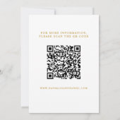 Save The Date Élégant Mariage de code QR blanc et or (Dos)