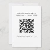 Save The Date Élégant Mariage de code QR simple noir et blanc (Dos)