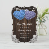 Save The Date Élégant Mariage de coeur bleu et violet (Debout devant)