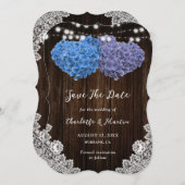 Save The Date Élégant Mariage de coeur bleu et violet (Devant / Derrière)