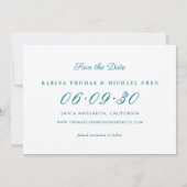 Save The Date Élégant Mariage de Collage de Photo Turquoise (Dos)