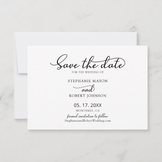 Save The Date Élégant Mariage de collection photo Script 3 (Dos)