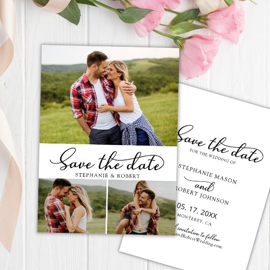 Save The Date Élégant Mariage de collection photo Script moderne