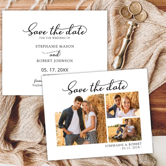 Save The Date Élégant Mariage de collection photo Script moderne