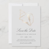 Save The Date Elégant Mariage de coquille de conque doré (Devant)