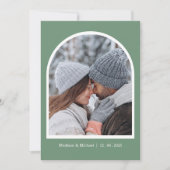 Save The Date Élégant Mariage de couronne végétale d'hiver vert (Devant)