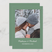 Save The Date Élégant Mariage de couronne végétale d'hiver vert (Devant / Derrière)