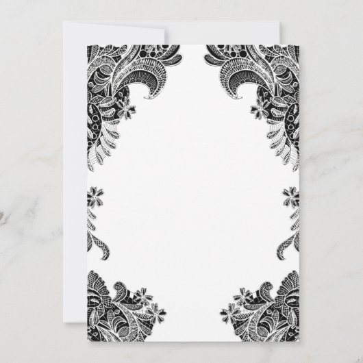 Save The Date Élégant Mariage de dentelle noir et blanc (Dos)