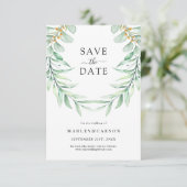 Save The Date Élégant Mariage de feuillage de verdure (Debout devant)