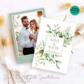 Save The Date Élégant Mariage de feuillage Eucalyptus Photo