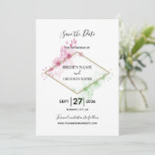 Save The Date Elégant Mariage de fleurs d'aquarelle (Debout devant)