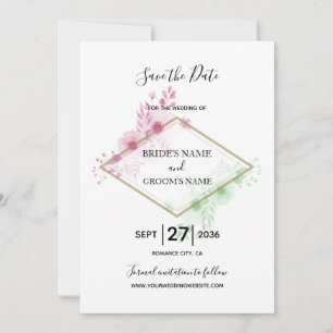 Save The Date Elégant Mariage de fleurs d'aquarelle