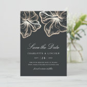 Save The Date Élégant Mariage de fleurs d'Hibiscus d'or (Debout devant)