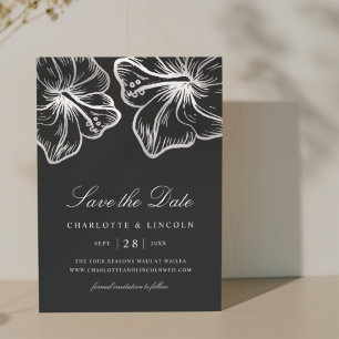 Save The Date Élégant Mariage de fleurs d'Hibiscus en argent